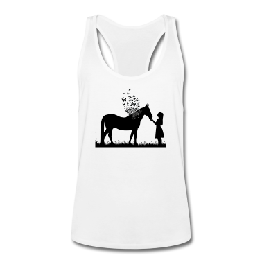 Pferde Tank Top - Pferd und Schmetterlinge mit Mädchen Pferde liebe