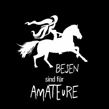 Motiv Besen sind für Amateure. Hexe auf Pferd. Reiten