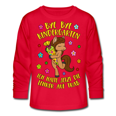 Pferde Langarmshirt - Pferd Pony Bye Bye Kindergarten Lehrer auf Trab