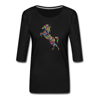 Pferde Langarmshirt - buntes springendes Pferd