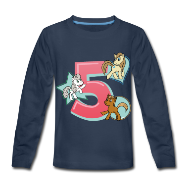 Pferde Langarmshirt - Geburtstag 5 Jahre Pferd, Pony T-Shirt Fünf