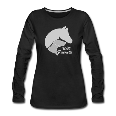 Pferde Langarmshirt - Hund und Pferd zusammen auf einem Design