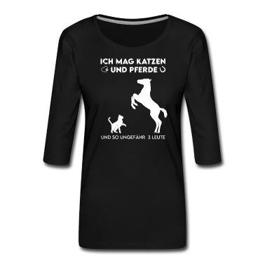 Pferde Langarmshirt - Ich mag Katzen und Pferde Tierliebe Geschenk