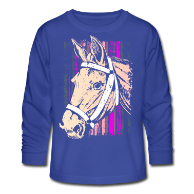 Pferde Langarmshirt - Reiten - Reiter - Reitschule - Pferdekopf Pink