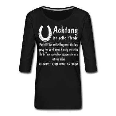 Pferde Langarmshirt - Achtung ich reite Pferde Heugabeln stark mutig