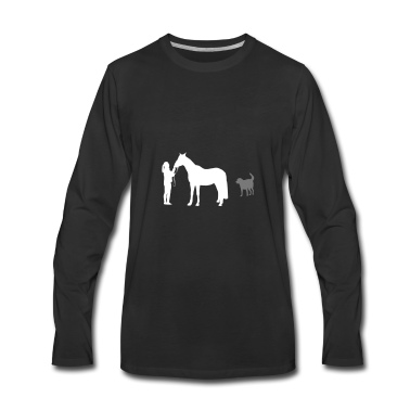 Pferde Langarmshirt - Pferd mit Reiterin und Hund