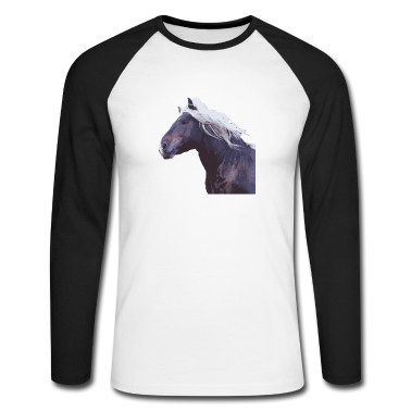 Pferde Langarmshirt - Pferd Kaltblut Mähne Pferdekopf Foto Geschenk Real