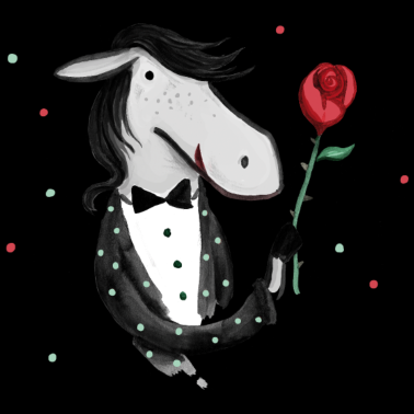 Motiv Pferd mit Punkten und Rose