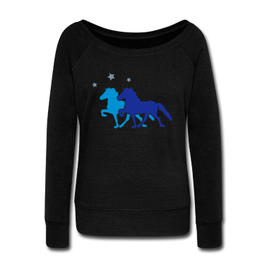 Pferde Langarmshirt - Two Horses with silver-metallic Stars