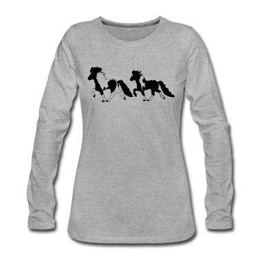 Pferde Langarmshirt - 2 Islandpferde Schecken