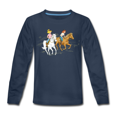 Pferde Langarmshirt - Bibi und Tina Reiten im Wind mit Herzen