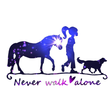 Motiv Never walk alone - mit Pferd und Hund