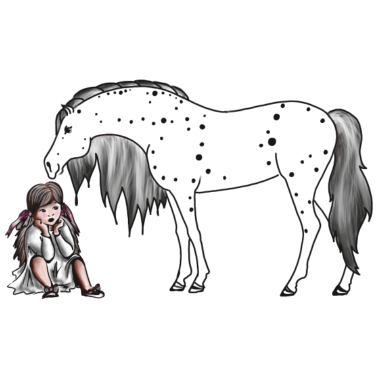 Motiv Mädchen sitzt beim Pony Pferd