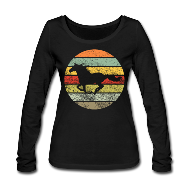 Pferde Langarmshirt - Pferd Retro Motiv Reitsport Reiter Geschenk