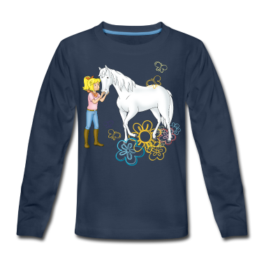Pferde Langarmshirt - Bibi und Tina 'Sabrina mit Bibi im Blumenmeer'