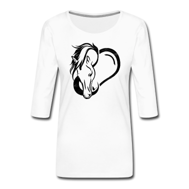 Pferde Langarmshirt - Pferd, Herz, reiten