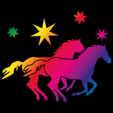 Motiv Regenbogen Pferde