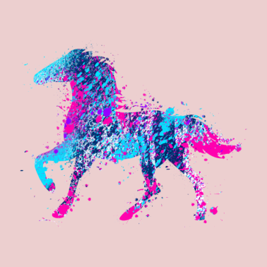 Motiv Pferd Wasserfarbe Rosa Blau