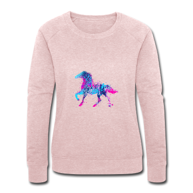 Pferde Pullover - Pferd Wasserfarbe Rosa Blau
