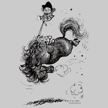 Motiv Thelwell Cartoon Pony macht Bocksprünge