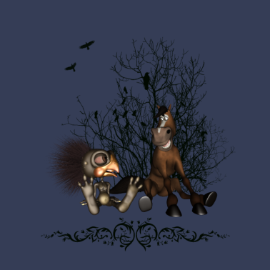 Motiv Freunde Lustiger Vogel und Pferd