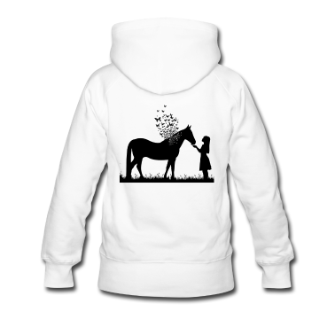 Pferde Hoodie - Pferd und Schmetterlinge mit Mädchen Pferde liebe