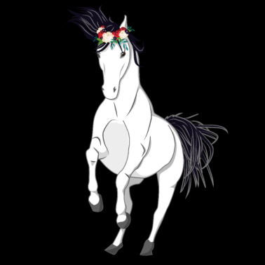 Motiv Weißes Pferd mit Blumenkrone