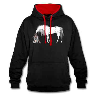 Pferde Hoodie - Mädchen sitzt beim Pony Pferd