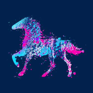 Motiv Pferd Wasserfarbe Rosa Blau