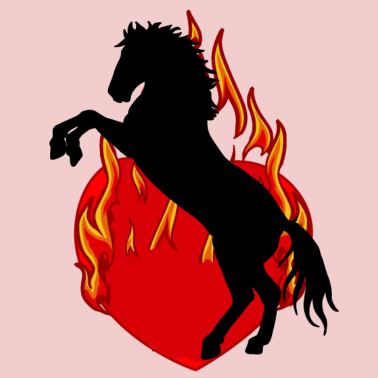 Motiv Pferdenarr Pferd Pferde Herz Flammen Reiter