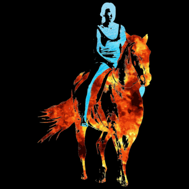 Motiv Frau auf einem brennenden Pferd