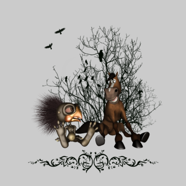 Motiv Freunde Lustiger Vogel und Pferd