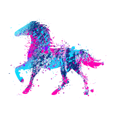 Motiv Pferd Wasserfarbe Rosa Blau