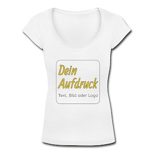 Frauen T-Shirt mit U-Ausschnitt mit Text, Bild oder Logo bedrucken lassen