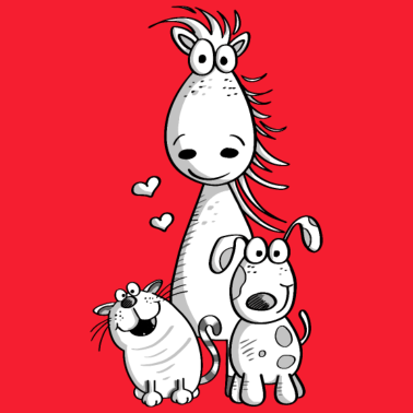 Motiv Beste Freunde I Pferd Hund Katze Comic