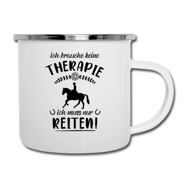 Pferde Emaille Tasse - Lustiger Mädchen Spruch, Pferde Geschenk