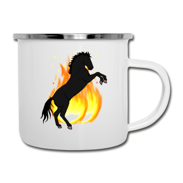 Pferde Emaille Tasse - Pferd Pferde Fantasy