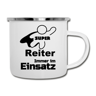 Pferde Emaille Tasse - Super Reiter Reiten, Pferd, Sport, Geschenk