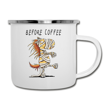 Pferde Emaille Tasse - Before Coffee Pferd I Pferde Mumie I Halloween