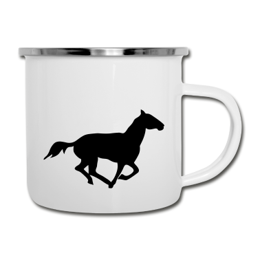 Pferde Emaille Tasse - pferd
