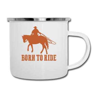 Pferde Emaille Tasse - Pferd