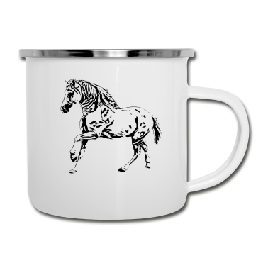 Pferde Emaille Tasse - Pferd