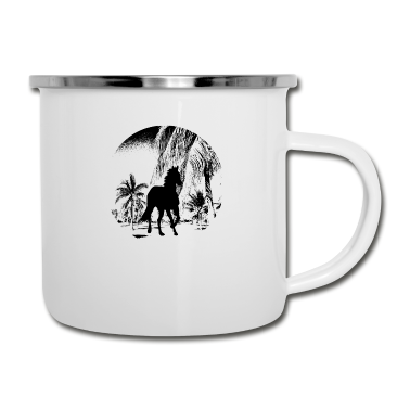 Pferde Emaille Tasse - Pferd Pferde Geschenk
