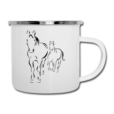 Pferde Emaille Tasse - PFerde
