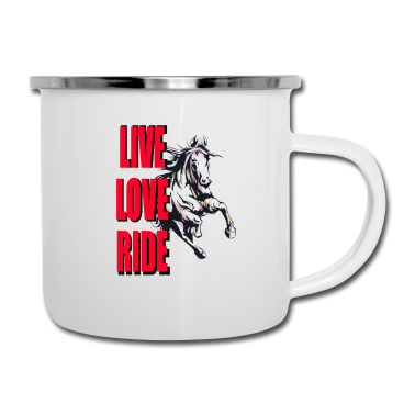 Pferde Emaille Tasse - Pferde Reiten