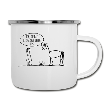 Pferde Emaille Tasse - Pferd Reiter Spruch lustig