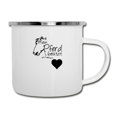 Pferde Emaille Tasse - Mein Pferd - Mein Herz Geschenk