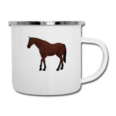 Pferde Emaille Tasse - Pferd