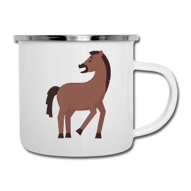 Pferde Emaille Tasse - Pferd Pferde