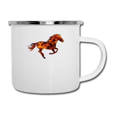 Pferde Emaille Tasse - Pferd Pferd